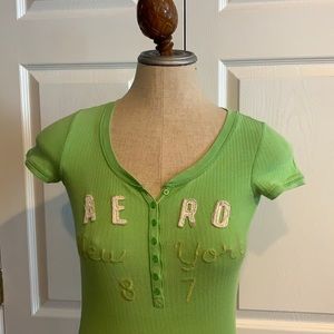 Aeropostale green top XS TP stretch top juniors